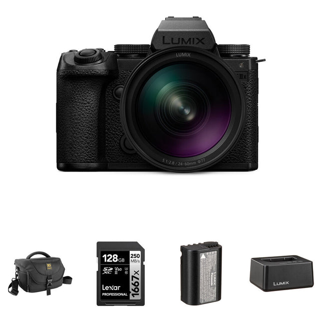 Panasonic LUMIX S5 IIX Cámara sin Espejo 24.2MP 4K60p con Lente 24-60mm f/2.8 Kit Completo