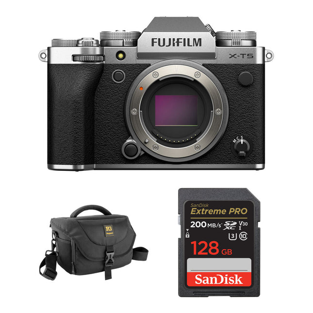 FUJIFILM X-T5 Cámara sin Espejo 40MP 4K 60p con Bolsa y Tarjeta 128GB