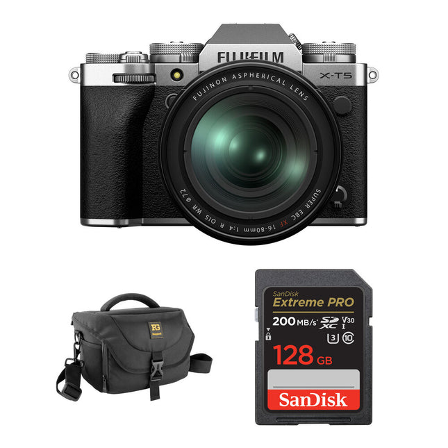 FUJIFILM X-T5 Cámara sin Espejo 40MP con Lente 16-80mm f-4 y Bolsa Negro