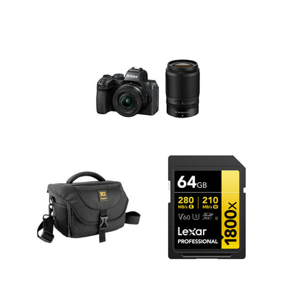 Nikon Z50 II Cámara sin Espejo 20.9MP 4K Lentes 16-50mm 50-250mm Kit Básico bolsa y tarjeta SD 64GB