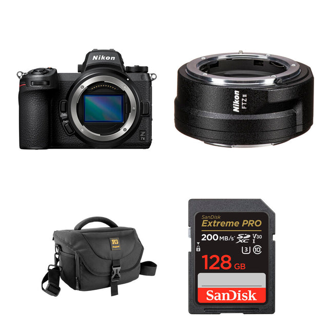 Nikon Z7 II Cámara Sin Espejo 45.7MP 4K60 con Adaptador FTZ II y Bolsa Ruggard
