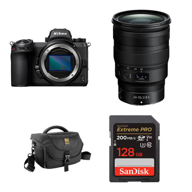 Nikon Z7 II Cámara sin Espejo 45.7MP 24-70mm f2.8 Bolsa y Tarjeta 128GB