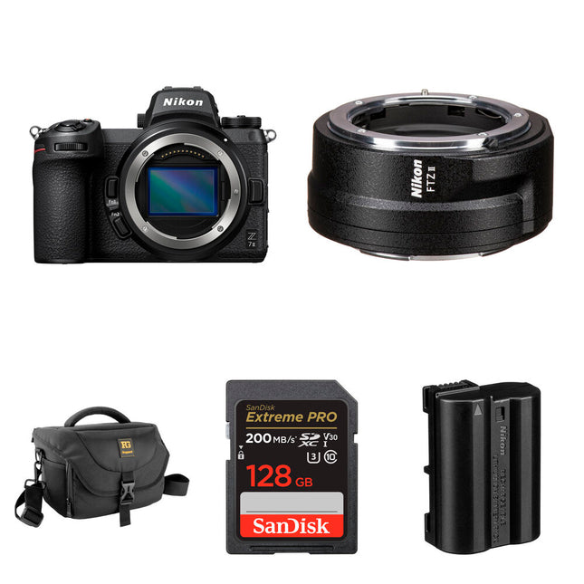 Nikon Z7 II Cámara sin espejo 45.7MP 10 fps con adaptador FTZ II y Kit Essentials+