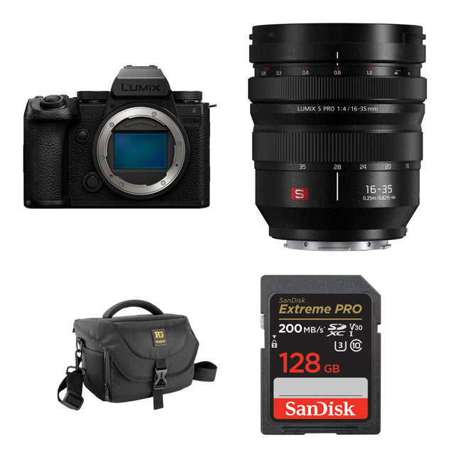 Panasonic LUMIX S5 IIX Cámara sin Espejo 24.2MP con Lente 16-35mm f4 y Kit Básico