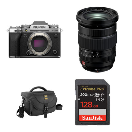 FUJIFILM X-T5 Cámara Sin Espejo 40MP con Lente 16-55mm f2.8 y Kit Básico