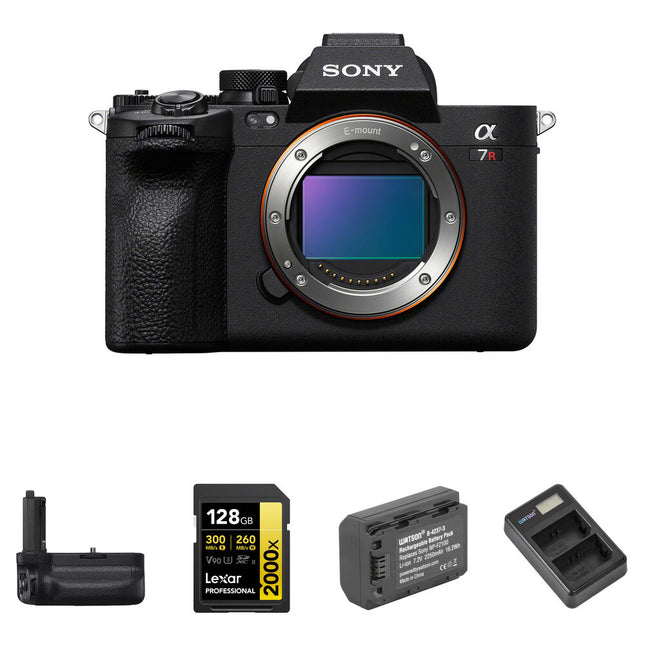 Sony a7R V Cámara sin Espejo Sensor 61MP Kit Rendimiento Pro con Empuñadura Vertical y Memoria 128GB