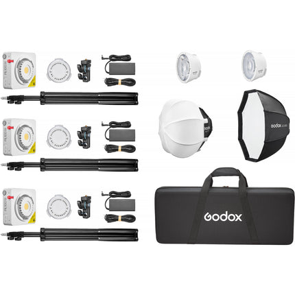 Godox ML100Bi Luz LED Bicolor Portátil Kit 3 Luces 3670 Lux 15 y 36°