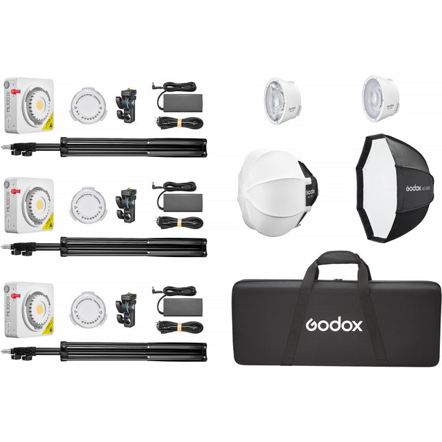 Godox ML100Bi Luz LED Bicolor Portátil Kit 3 Luces 3670 Lux 15 y 36°