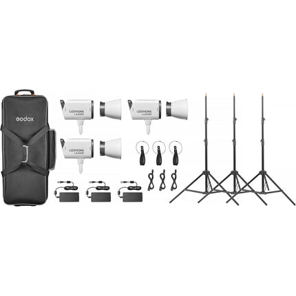 Godox Litemons LA300R RGB LED Luz Continua 94,700 Lux 1800-10,000K Kit de 3 Luces Blanca
