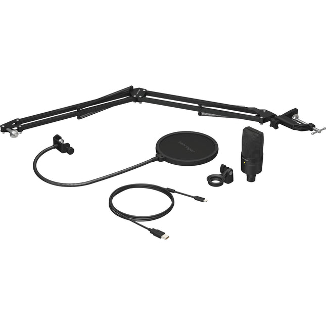 Behringer Micrófono Profesional USB para Podcast con Brazo y Filtro Pop