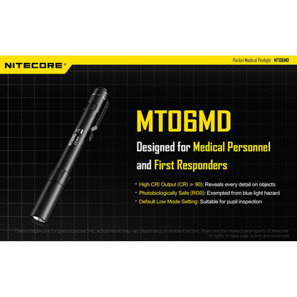 Nitecore MT06MD Linterna Médica 180 Lúmenes Índice CRI 90+ Submergible