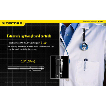 Nitecore MT06MD Linterna Médica 180 Lúmenes Índice CRI 90+ Submergible