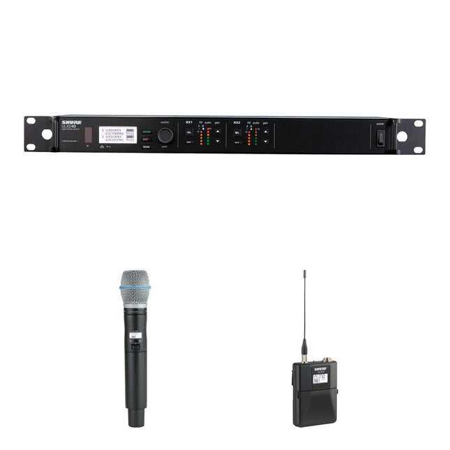 Shure ULXD124D Sistema Inalámbrico Combo Dual Beta 87A 12 Horas de Uso 300 Pies Alcance
