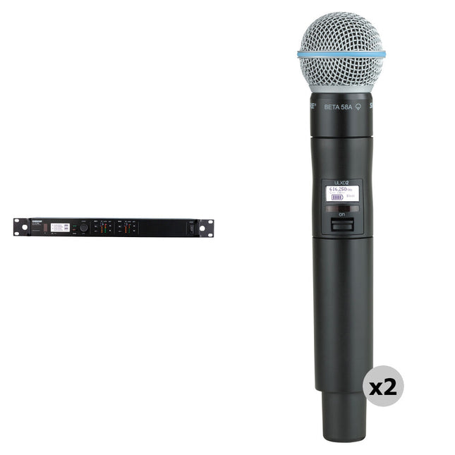 Shure ULX-D Kit inalámbrico dual canal micrófono Beta 58A 20 Hz-20 kHz batería AA