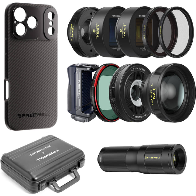 Freewell Cinematographer Pro Kit para iPhone 17 Pro Max con Lentes 1.33x Anamórficos y 16mm Gran Angular
