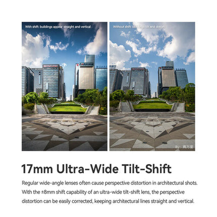 TTArtisan 17mm f4 Objetivo Tilt-Shift Nikon Z con ±8° Inclinación y ±8mm Desplazamiento