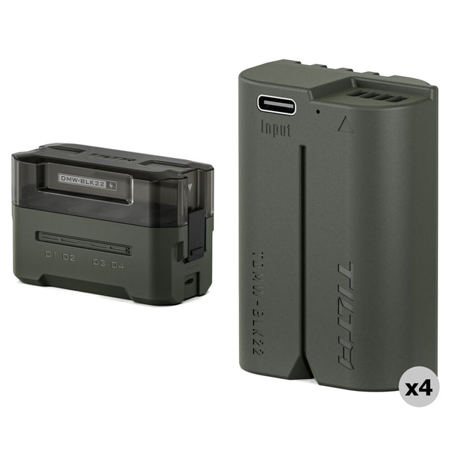 Tilta DMW-BLK22 Kit para cámaras mirrorless con 4 baterías y estación de carga verde
