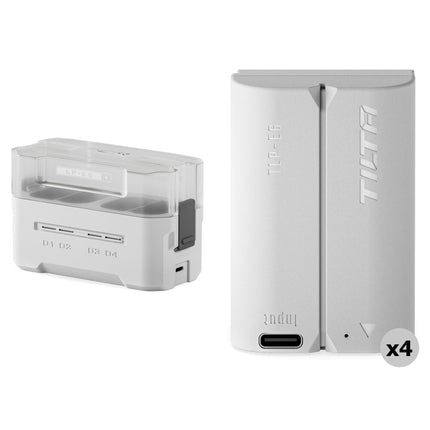 Tilta Kit LP-E6P con 4 baterías 2400mAh y cargador USB para cámaras Canon