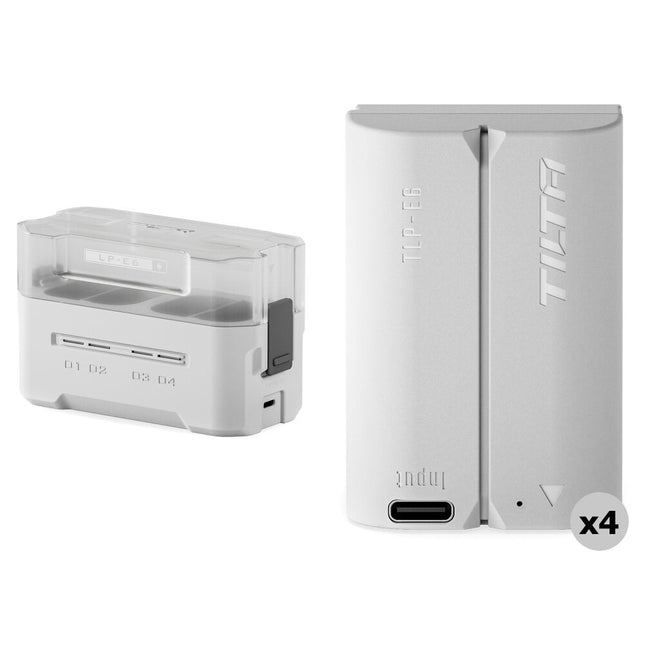 Tilta Kit LP-E6P con 4 baterías 2400mAh y cargador USB para cámaras Canon