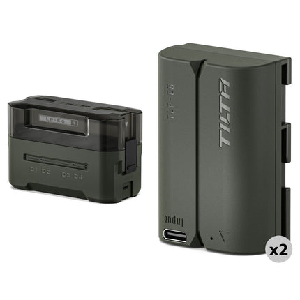 Kit Tilta LP-E6P para cámaras Canon con 2 baterías 2400mAh y cargador USB de 4 bahías verde