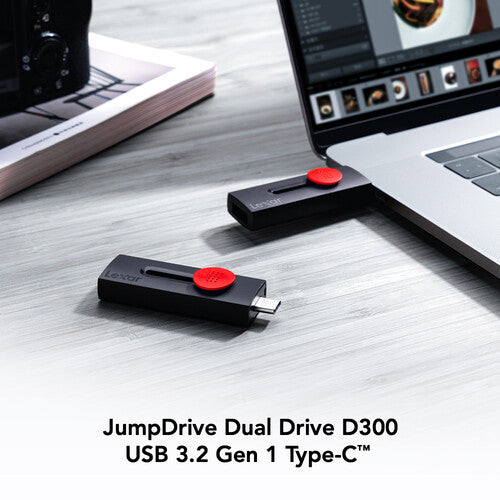 Lexar JumpDrive D300 USB 3.2 Gen 1 128GB Dual Drive 130MB/s 2-Pack USB-C USB-A