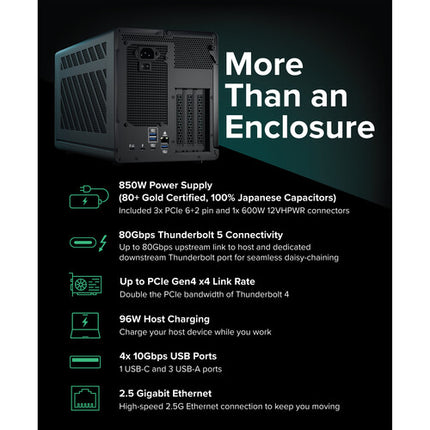Plugable TBT5-AI Thunderbolt 5 carcasa eGPU con 2 puertos 850W