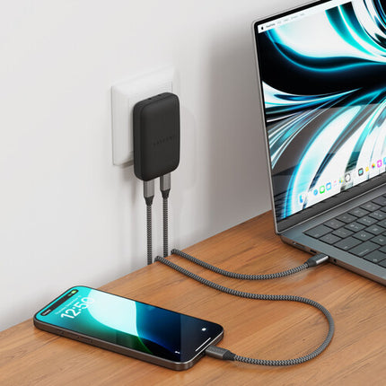 Satechi OntheGo Cargador de Pared Slim 67W Dos Puertos USB-C Negro