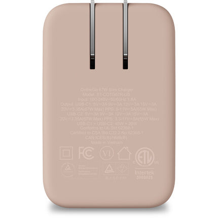 Satechi OntheGo Cargador de Pared Slim 67W Dual USB-C Rosa Desert