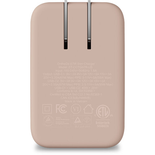 Satechi OntheGo Cargador de Pared Slim 67W Dual USB-C Rosa Desert