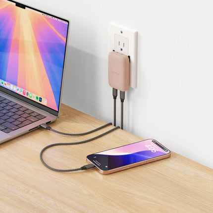 Satechi OntheGo Cargador de Pared Slim 67W Dual USB-C Rosa Desert