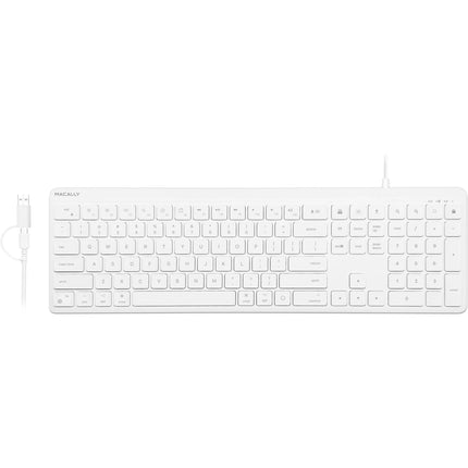 Macally Teclado Completo Alámbrico para Mac Blanco USB-A USB-C