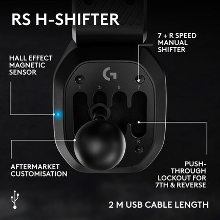 Logitech RS H-Shifter Negro Palanca 7+R H Patrón Sensor Hall