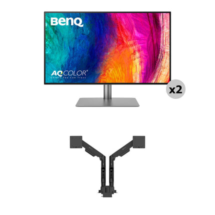 BenQ Dual 31.5" DesignVue PD3225U Monitor 4K UHD HDR10 con Brazo Ergo