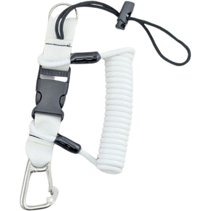 Kraken Sports Lanyard en Espiral Blanco con Mosquetón y D-Ring
