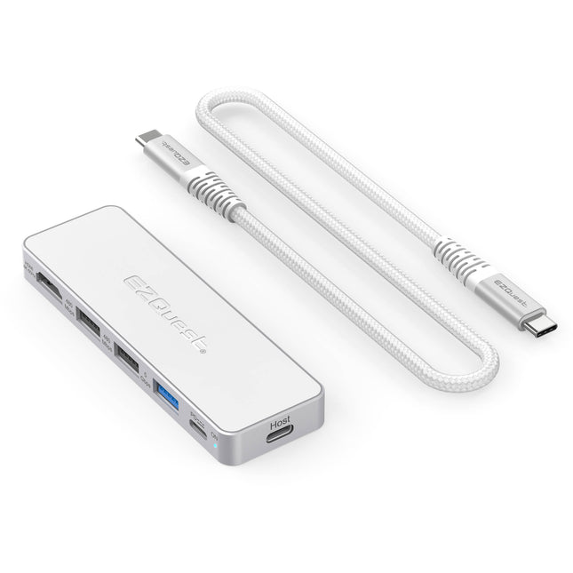 EZQuest 5 Puertos USB-C Multiadaptador Pro con HDMI 4K60 Cable 19.6'' Blanco