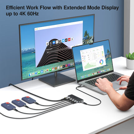 EZQuest 5 Puertos USB-C Multiadaptador Pro con HDMI 4K60 Cable 19.6'' Blanco