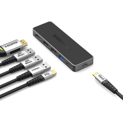 EZQuest Hub USB-C Pro 5 Puertos con HDMI 4K60 80W Negro 19.6"