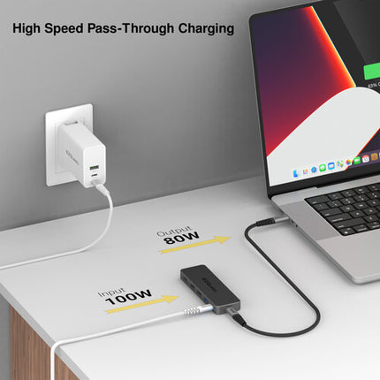EZQuest Hub USB-C Pro 5 Puertos con HDMI 4K60 80W Negro 19.6"