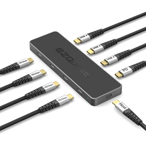 EZQuest 8-Port USB4 Pro Serie Hub Dual Display 8K 77W Con Cable Nylon 50cm