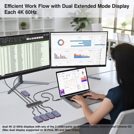 EZQuest 8-Port USB4 Pro Serie Hub Dual Display 8K 77W Con Cable Nylon 50cm