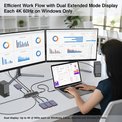 EZQuest 12-Port USB-C Pro Serie Adaptador Multi Hub Pantalla Dual 4K60 HDMI 74W