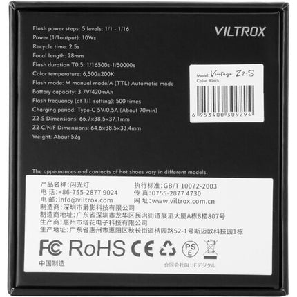 Viltrox Vintage Z2 Flash para Sony Recargable 420mAh con Difusor