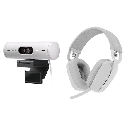 Logitech Brio 500 Webcam 1080p 30fps 90° Diagonal y Auriculares Inalámbricos Zone Vibe 100