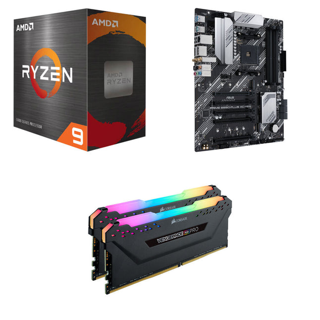 AMD Ryzen 9 5900XT Procesador y ASUS PRIME B550-PLUS ATX con 32GB DDR4 3200