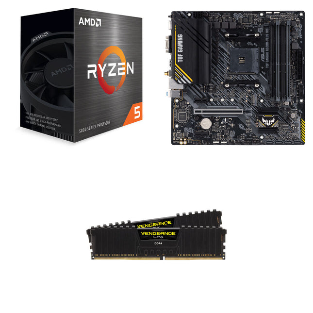 AMD Ryzen 5 5500 Procesador ASUS TUF GAMING A520M-PLUS WIFI Micro-ATX y Memoria Corsair 32GB DDR4-3200