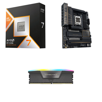 AMD Ryzen 7 9850X3D Procesador 8 núcleos 4.7 GHz con placa ASUS ProArt X870E-Creator WiFi y RAM Corsair 32GB DDR5 6000