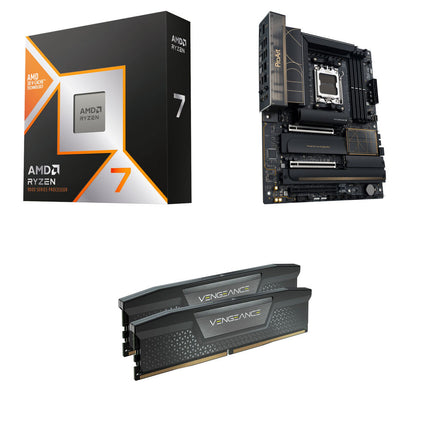 AMD Ryzen 7 9850X3D CPU con placa ASUS ProArt X870E WiFi y RAM Corsair 32GB DDR5-6000