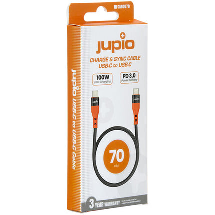 Jupio Cable USB-C 100W 2.3 pies Carga rápida 480 Mb/s datos