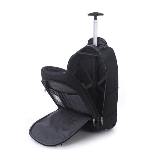 ECO STYLE Tech Exec Mochila Rodante Negra para Laptop 17.3" con Ruedas y Asa Retráctil