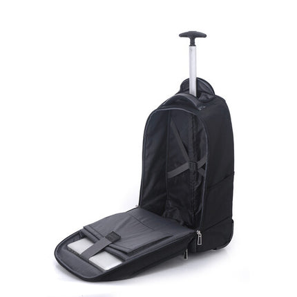 ECO STYLE Tech Exec Mochila Rodante Negra para Laptop 17.3" con Ruedas y Asa Retráctil
